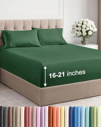 Image of Extra Deep Pocket Cal King Sheet Set - Breathable & Cooling - Emerald Green