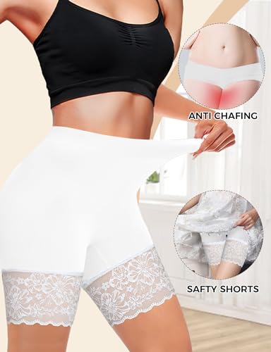 3pcs Lace Slip Shorts for Under Dresses Women, Anti Chafing Shorts Women, Bloomers Boyshorts Panties Lace leggings3