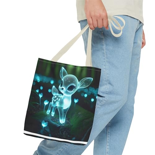 Glowing Fawn Tote Bag - Enchanted Forest Vibe, Eco-Friendly, Stylish Gift for Nature Lovers, Shopping Bag, Beach Tote3