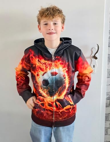 Idgreatim 6-14T Boys Zip Up Hoodies Kids 3D Graphic Hoody Sweatshirt Zipper Pullover with Pockets