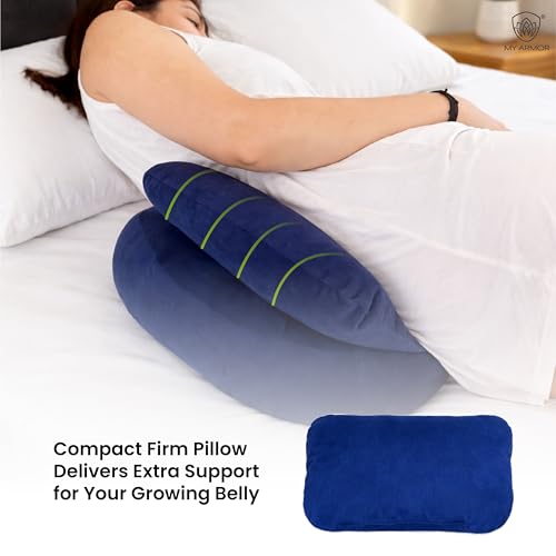 Image of MYARMOR Maternity Pillow Bundle | Full Body Pregnancy Pillow for Back, Belly, Hips & Leg Support | Adjustable Butterfly Design | Soft Travel-Friendly Cuddle Pillow for Pregnant Women