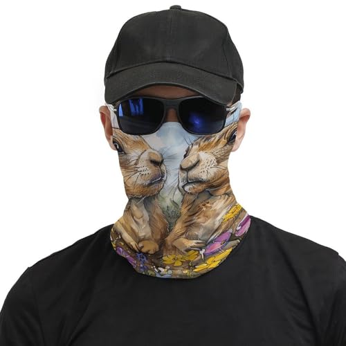 Neck Gaiter Two Prairie Dogs Face Mask for Travel Face Cover Scarf for Men Women Elastic Headbands Wind-proof Bandana for Skiing Fishing Hiking Cycling3