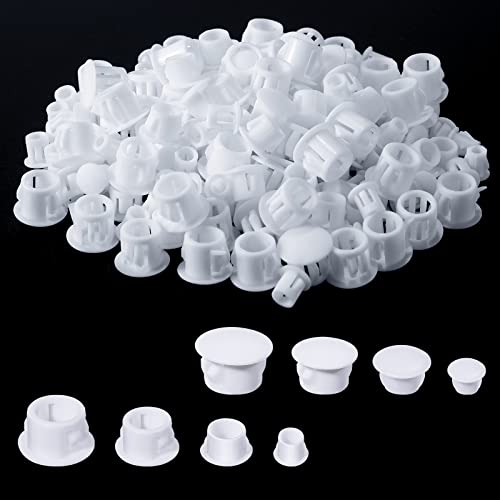 4 Sizes White Plugs Hole Cabinet Hole Plugs Plastic Plugs for Holes in Locking Hole Tube Furniture (3/16 Inch,5/16 Inch,3/8 Inch,1/2 Inch)(100 Pieces)