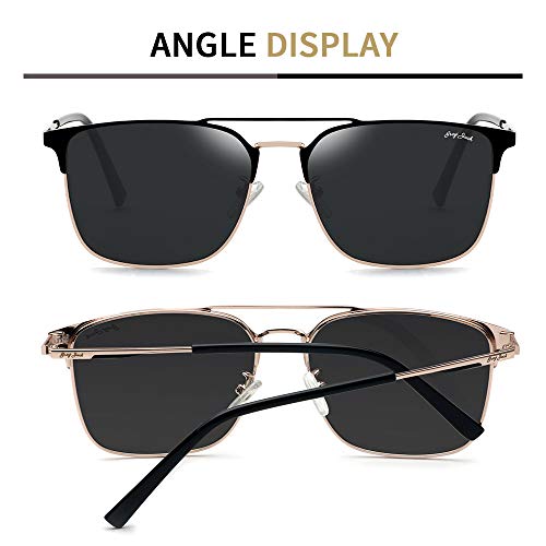 Image of grey jack Square Polarized Sunglasses UV Protected for Men Women Metal Frame GJ1285
