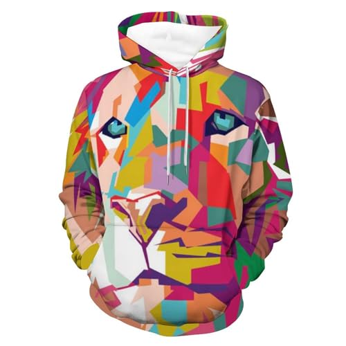 Lion de couleur sweats à capuche au design graphique et moderne