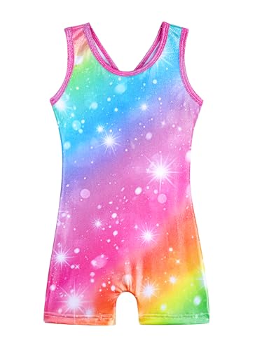 Image of HOZIY Leotards for Girls Gymnastics Kids Children Biketard Snowflake Ribbon Blue Purple Hot Pink Sparkle
