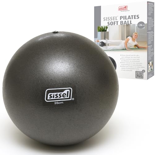 SISSEL Pilates Soft Ball Gray | 10 in | Phthalate- & Latex-Free PVC | for Deep Relaxation & Muscle Strengthening | 340 lbs Capacity | Includes Exercise Guide