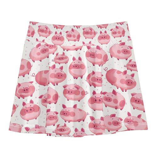 visesunny Girl's Golf Skirt Athletic Pink Blush Piggy Tennis Skort Sport Activewear with Double Layer Pockets