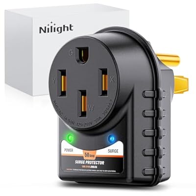 Nilight 50 Amp RV Surge Protector 125V/6250W RV Surge Adapter Plug with LED Indicator 50 amp 3150 Joules 45000A Max Spike ETL Listed 14-50P 14-50R Power Guard for RV Camper Trailer