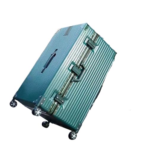 Suitcase Suitcase Luggage Thickened Oversized Travel Suitcase On Wheels Large Capacity Aluminum Frame Trolley (Color : Dark Green Retro, Size : 34-Inch)