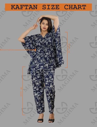 Image of Women's Cotton Floral Printed Casual & Night Wear Kaftan with Pant