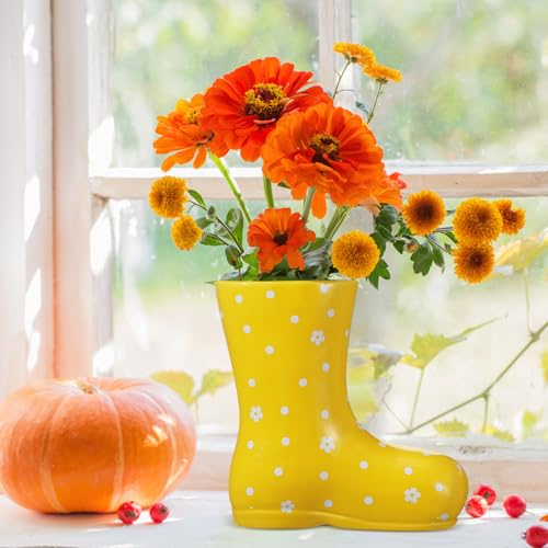 RimCereal Rain Boots Vase Spring Ceramic Rain Boots Planter Decoration Cute Easter Flower Vase for Office Bedroom Living Room Aesthetic Room
