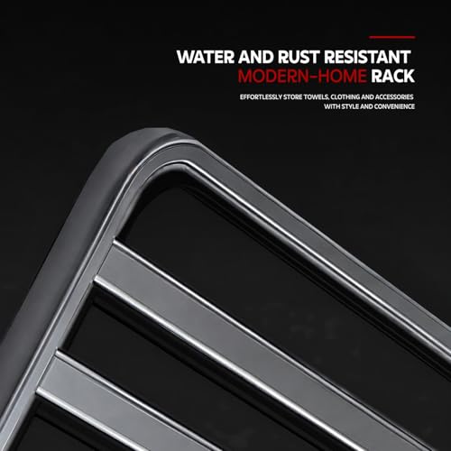 Image of Amazon Basics Foldable 24 Inch Towel Rack for Bathroom - Wall Mounted Space-Saving Aluminum Towel Holder with Double Tier Shelf, Rod & Hooks - Rustproof Bathroom Accessories