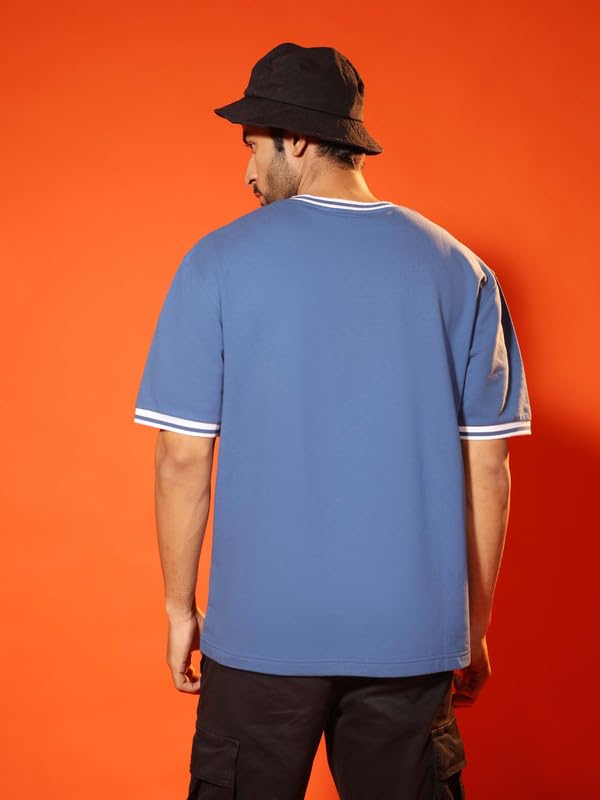 Image of SUBTRACT Round Neck Oversized T Shirt for Men | 100% Organic Cotton Oversized Tshirt | Contrast Rib Details & Comfort Fit