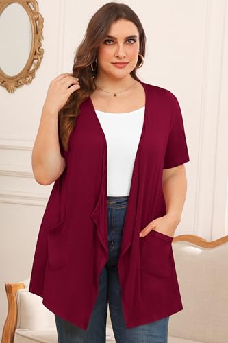 Image of TIANZHU Plus Size Cardigan for Women Lightweight Short Sleeve Summer Dressy Light Cardigan
