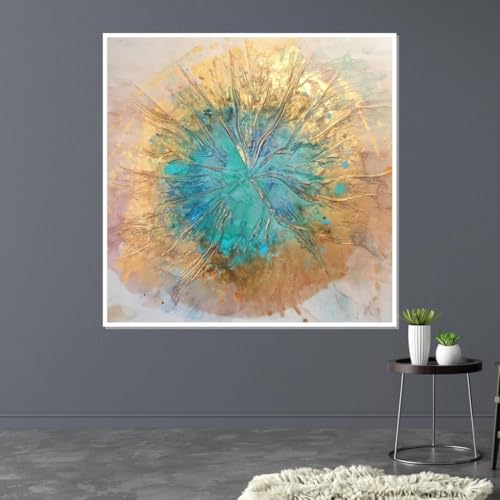 Peinture abstraite turquoise pour mur vide décoration murale salon sans cadre