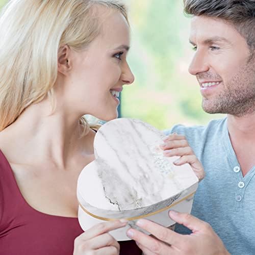 jojofuny Heart Shaped Gift Box, 3 Pieces Marble Pattern Heart Shaped Paper Gift Box, Heart Shaped Paper Flower Box with Lid for Birthday Festive Party Gift Decoration (white)