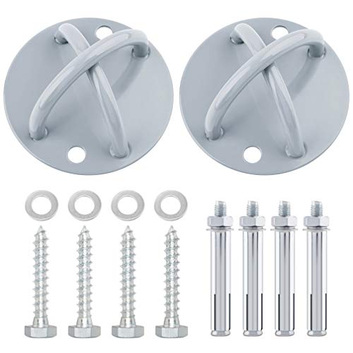 SUNMALL 2pcs Battle Rope Anchor Wall Mount for Suspension Straps, Yoga Swing Ceiling Mount Brackets for Gymnastic Rings,Olympic Rings,Hammock,Resistance Band, X-Mount Ceiling Hooks for Yoga Trapeze