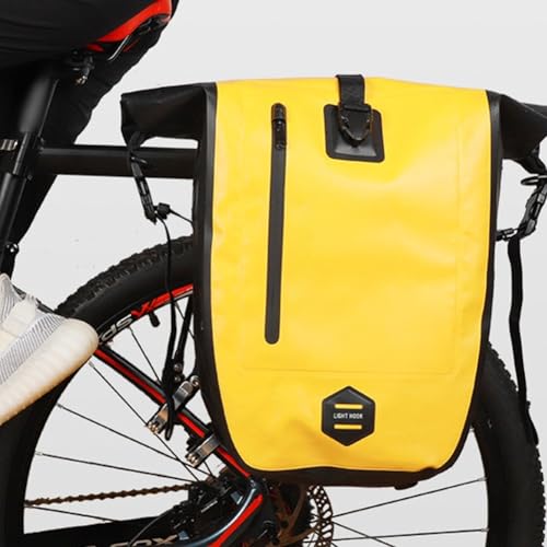 Floweringbeter Mochila impermeable de liberación rápida para bicicletas, capacidad de 25 L con bolsa de red integrada para almacenamiento organizado (negro)