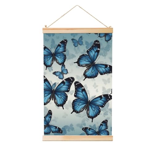 Poster de qualité papillon bleu cadre en bois LHCVSFGW pour séjour