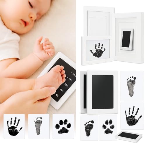 Baby Handabdruck und Fußabdruck Set - 4pcs Handabdruck Baby Tintenloses Stempelkissen, Pfotenabdruck Set Hund, Pfotenabdruck Set Katze, Geschenk für Haustiere Besitzer