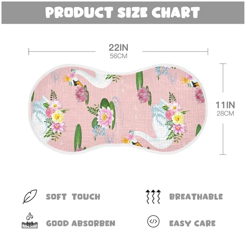 xigua Elegant Swans Muslin Baby Burp Cloths Set of 2, Super Soft & Absorbent Burping Rags, Cotton Burp Clothes Shower Gift for Newborn, Baby Girls and Boys4