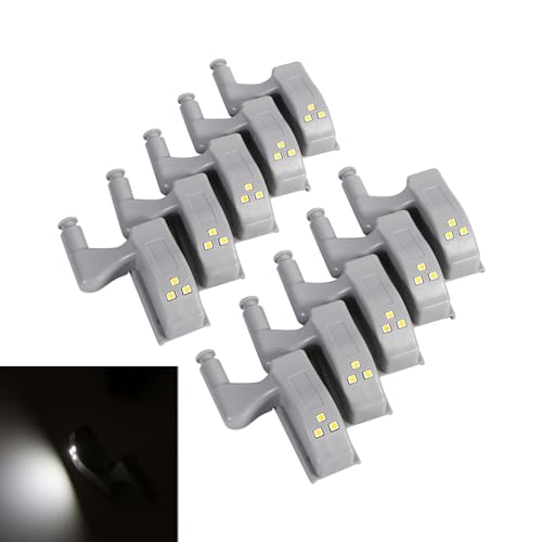 Milltrip Hinge Lights, 10 Pcs Cabinet Hinge LED Lights, Hinge Lights for Cabinets, 3.1 x 2 x 2in LED Light Universal Cabinet Cupboard Closet Wardrobe LED Hinge Light for Home Kitchen (Cool White)