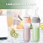 Haakaa Silicone Baby Food Dispensing Spoon Feeder 4oz - Infant Squeeze Cereal Feeder, Baby Fresh Food Feeder, Feed Bottle for Puree, Solid Baby Food, BPA Free, 4m+ Babies – Grey - Image 3