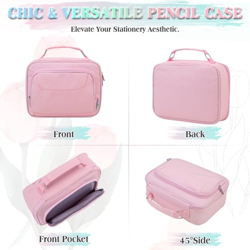 Image of VX VONXURY Large Pencil Case, 54-Slot Colored Pen Pouch 2 Removable Sleeves | Cute Zipper Pencil Bag Organizer, Top Handle, Front Zip Pocket, Durable Fabric for Art Supplies Markers School Travel College