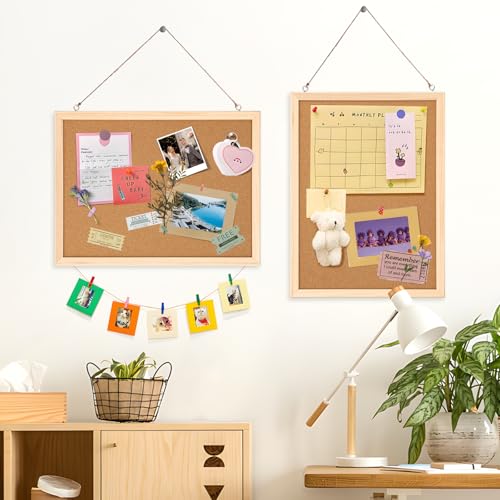 2 Pcs Cork Board, 11.8''x15.7'' Bulletin Board, Wooden Framed Corkboards for Wall, Small Cork Board, Vision Prayer Board Supplies, Picture Boards for Photos, Office, Home Decor, Sc image 5