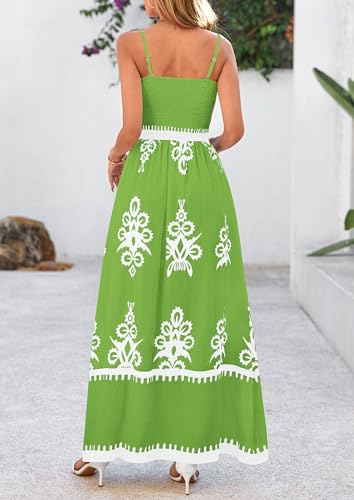 Image of PRETTYGARDEN Women's Summer Boho Maxi Dress Floral Sundresses | Spaghetti Strap, Sleeveless, Smocked Bodice, A-Line Long Flowy, Lightweight Soft, Wedding Guest Party, Beach Vacation Outfits