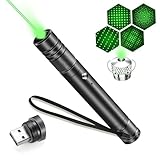 Lichamp Portable Long Distance Green Light Flashlight USB Teaching Flashlight Teaching & Presentation Torch for Outdoor Camping Night Hiking Cat Toy Classroom Astronomy Enthusiasts with Wrist Strap