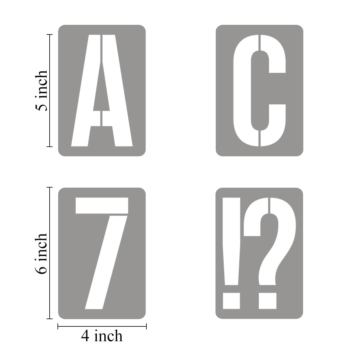 Plantillas de letras del alfabeto de 5 pulgadas para pintar, paquete de 42 plantillas de letras y números con letreros para pintar en madera, plantillas reutilizables de números y letras para pizarra,