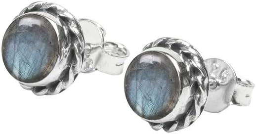 Gemstone Stud Post Earrings, 925 Sterling Silver Gemstone Earring 6 MM Round Girl Women Gift - Image 4