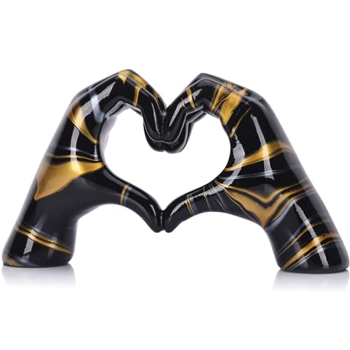 LCCCK Hand Gesture Sculpture Romantic Statue Decor, Modern Love Sign Heart Shape Finger Gesture Statue, Wedding for Couple Anniversary Couple Figurine