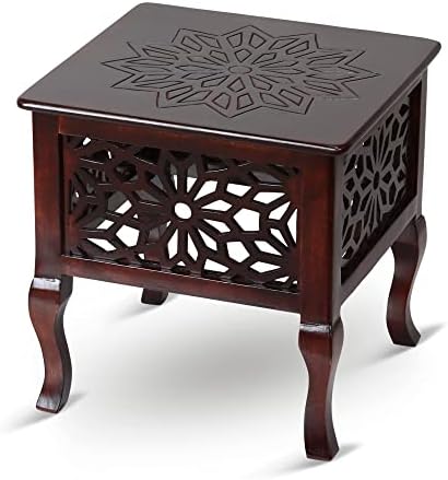Vudy Exclusively Designed Wooden End Table | Coffee Table | Side Table |Small Wooden Table for Living Room & Bedroom Home Decor Small Furniture - Walnut
