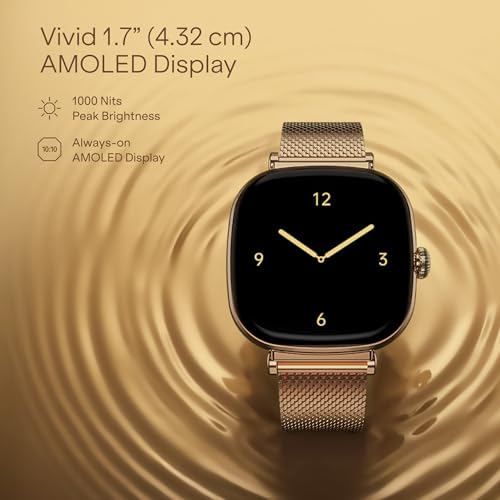 Image of boAt Chrome Ivory Smart Watch for Women, co-Designed with GIVA, 1.7 inch AMOLED Display, 1000 nits Brightness, Premium Metallic Build, Female Wellness Tracker smartwatch for Women (Rose Gold)