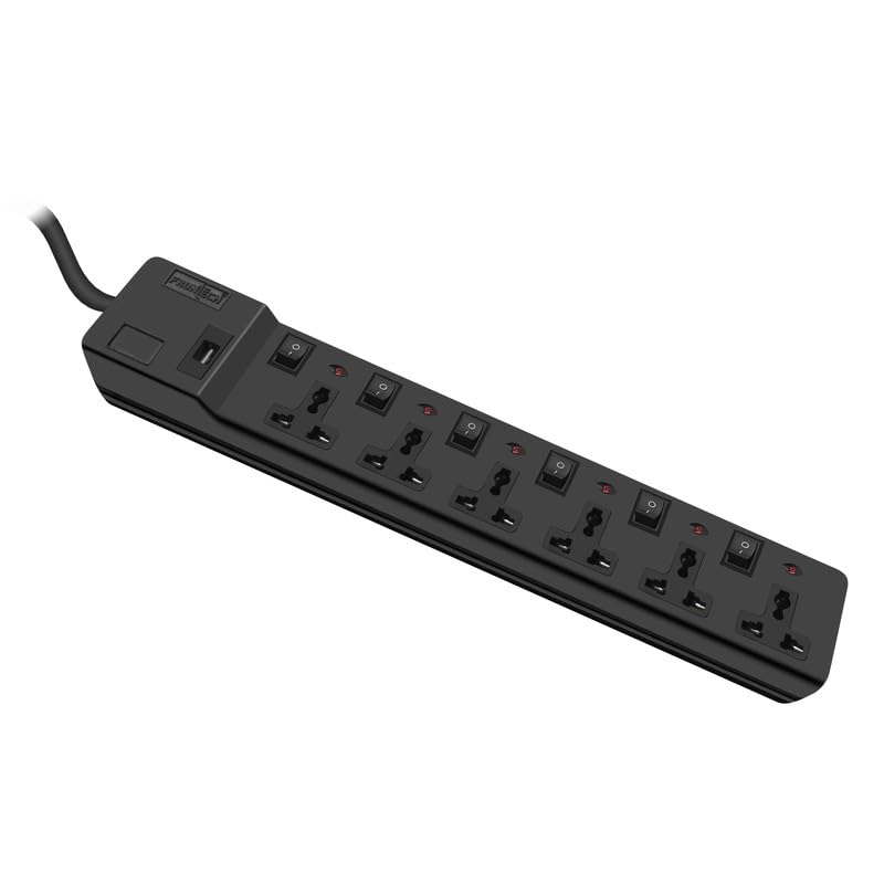 FRONTECH Extension Cord with 6 Universal Sockets, 6 Switches, 6 LED Indicators - 1.5 Meter Cable, 220V-230V Multi Plug Power Strip with Spike & Surge Protection (3514, Black) (B0CQNGB5CR) Amazon Price History, Amazon Price Tracker