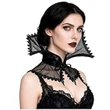 L'VOW Women Black Victorian Collar Standing Vampire Collar Detachable Dracula Collar Witch Gothic Accessories(Mesh)