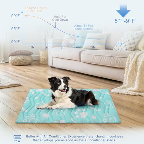BEAUTYZOO Upgrade Dog Cooling Mat Extra Large, Reversible Self-Cooling Mat for Dogs, Thicken Pet Ice Cool Pad Blanket for Summer Kennel Sofa Bed Floor Car Seat, Machine Washable&Foldable, 36\"x23\"