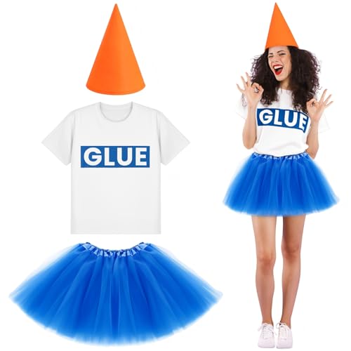 Jecery Glue Funny T Shirt Halloween Costume Set Tutu Skirt