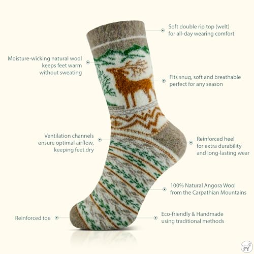 Image of Angora Wool Socks - Machine Washable Dry-Foot Fuzzy Warm Breathable Soft Unisex Indoor /Outdoor Socks for Women and Men
