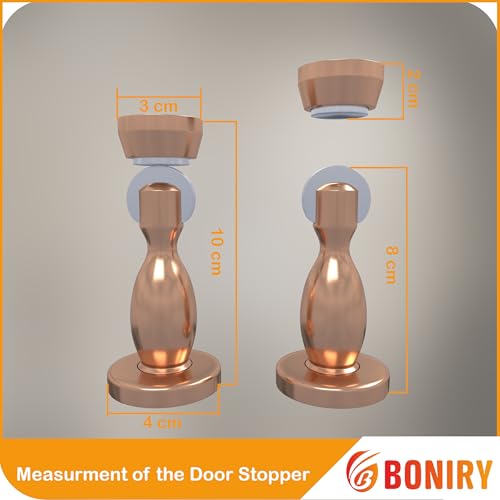 Image of Boniry Premium Magnetic Door Stopper | Durable, Stylish & Rustproof | Protects Doors | Strong Hold, Easy Installation | Perfect for Home & Office Use (2, Rose Gold)