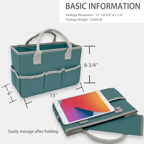 Image of Cupohus Art Organizer Craft Storage Tote Bag with Multiple Pockets (Green)