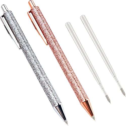 Air Release Pen, 2 Pens with 2 Refills, Vinyl Weeding Tool, Precision Needle for Craft Weeding, Essential Adhesive Vinyl or Car Puncturing Installation, Rose Gold and Silver
