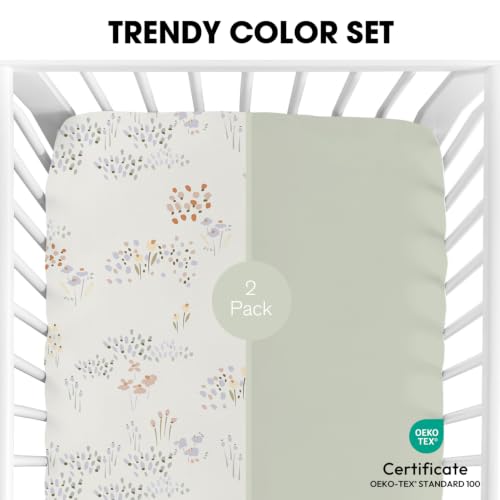 Image of Little Grape Land Baby Crib Sheets for Girls, 2pk Crib Fitted Sheet for Standard Size Crib and Toddler Mattress, Super Soft Baby Sheet