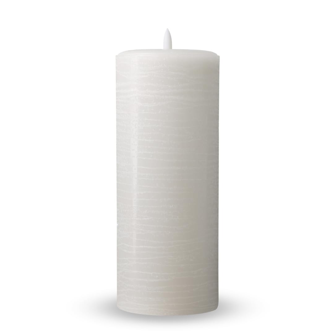 LumiPur Signature Natural Glow - Candela a colonna di cera con LED tremolante senza fiamma (8,9 x 22,9 cm, grigio nebbia)