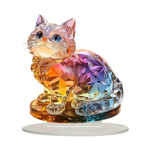 Figura decorativa de gato acrílico realista 21 cm