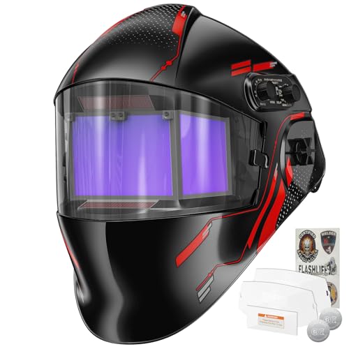 ARCCAPTAIN Welding Helmet Auto Darkening with Side Lens(DIN3/13), 180° Panoramic View, 1/1/1/1 True...
