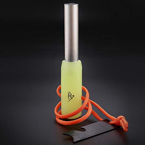 Fostar Outdoors Emergency Fire Starter，Magnesium Mg Rod Integrate With Ferro Rod, With Paracord And Multi –Function Scraper Striker, Great For Bushcraft, Camping, Hiking, Hunting (Luminous Green) #TOP2